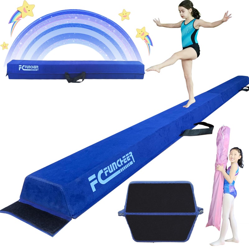 FC FUNCHEER 6FT/9FT Folding Balance Beam for Kids ages 3-39- Foldable Gymnastics Floor Beam,Anti-Slip ,Carrying Bag, Faux Suede Covered,EVA foam,Gymnastics Equipment for Kids Training At Home,School,Gym Center - Image 1